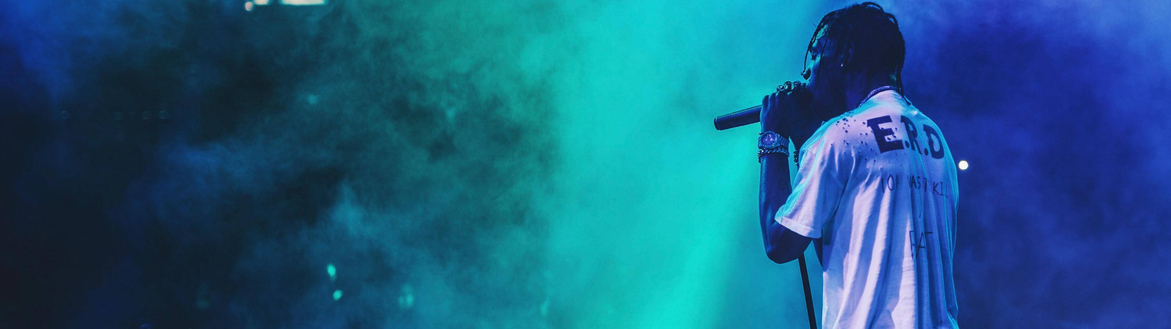 Travis Scott, vibrant blue, teal, 4K Desktop Wallpaper