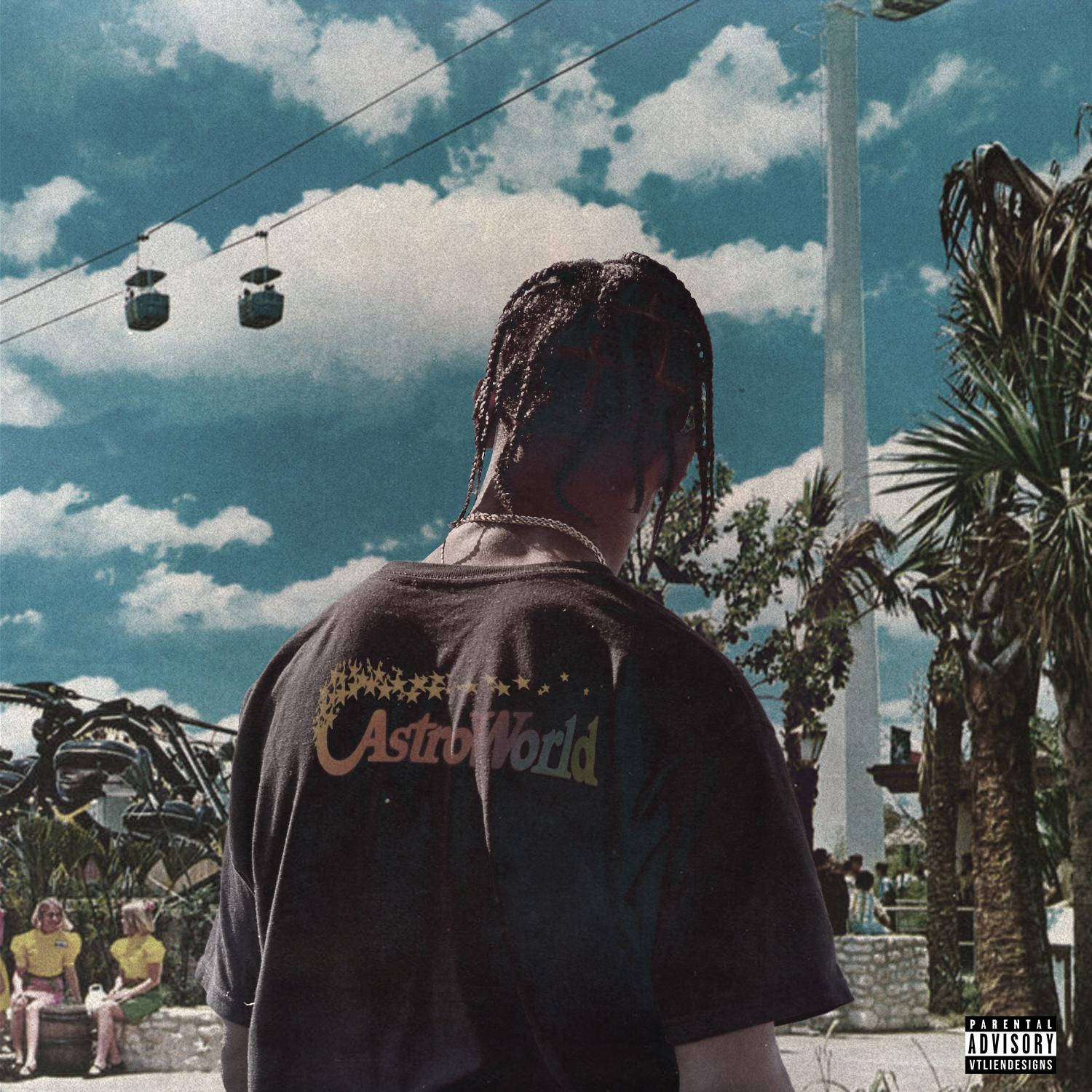 Travis Scott Astroworld, black shirt, cable cars, HD Desktop Wallpaper