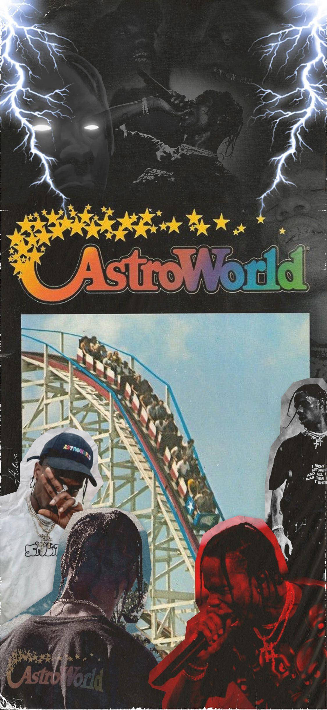 Travis Scott Astroworld, AstroWorld, rollercoaster lightning, Full HD Phone Wallpaper