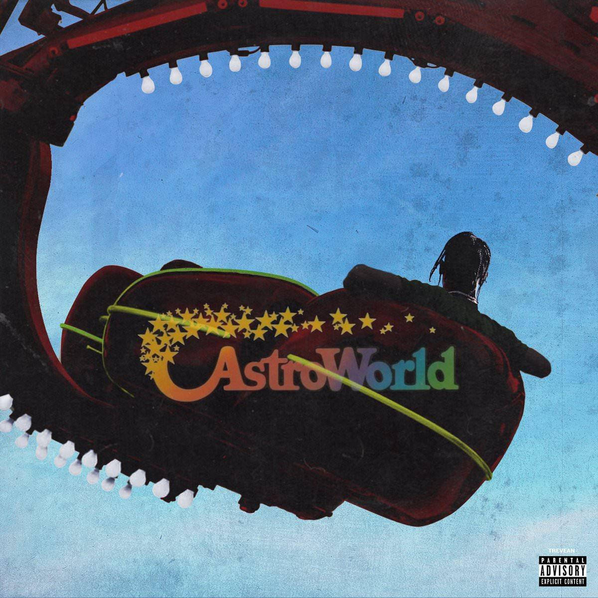 Travis Scott Astroworld, roller coaster car, string lights, SD Desktop Wallpaper