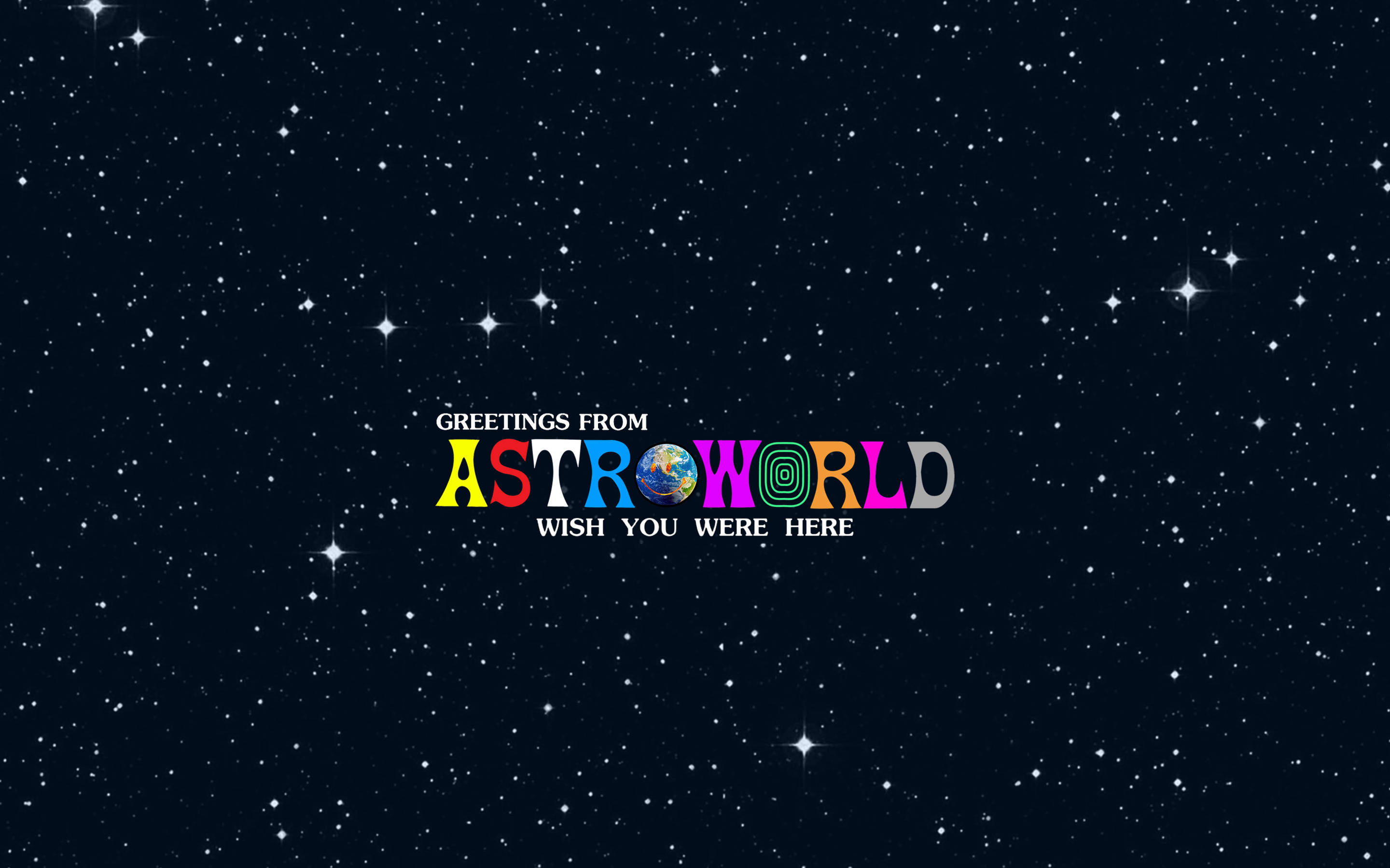 Astroworld, starry night sky, colorful AstroWorld logo, 2K Desktop Wallpaper