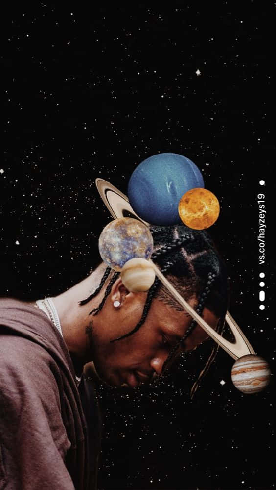 Travis Scott, cartoon rendition, braided hair, SD Phone Wallpaper