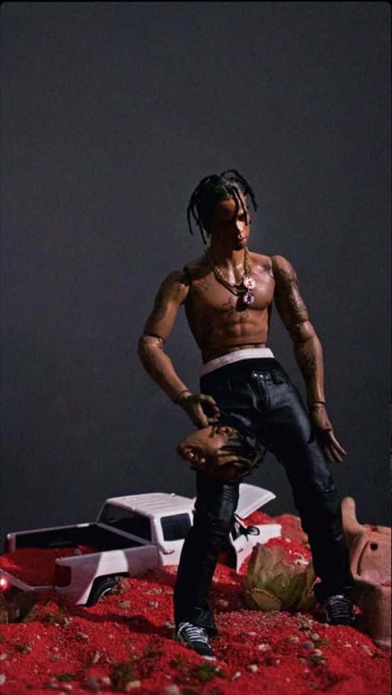 Travis Scott, dreadlocks, red gravel, SD Phone Wallpaper