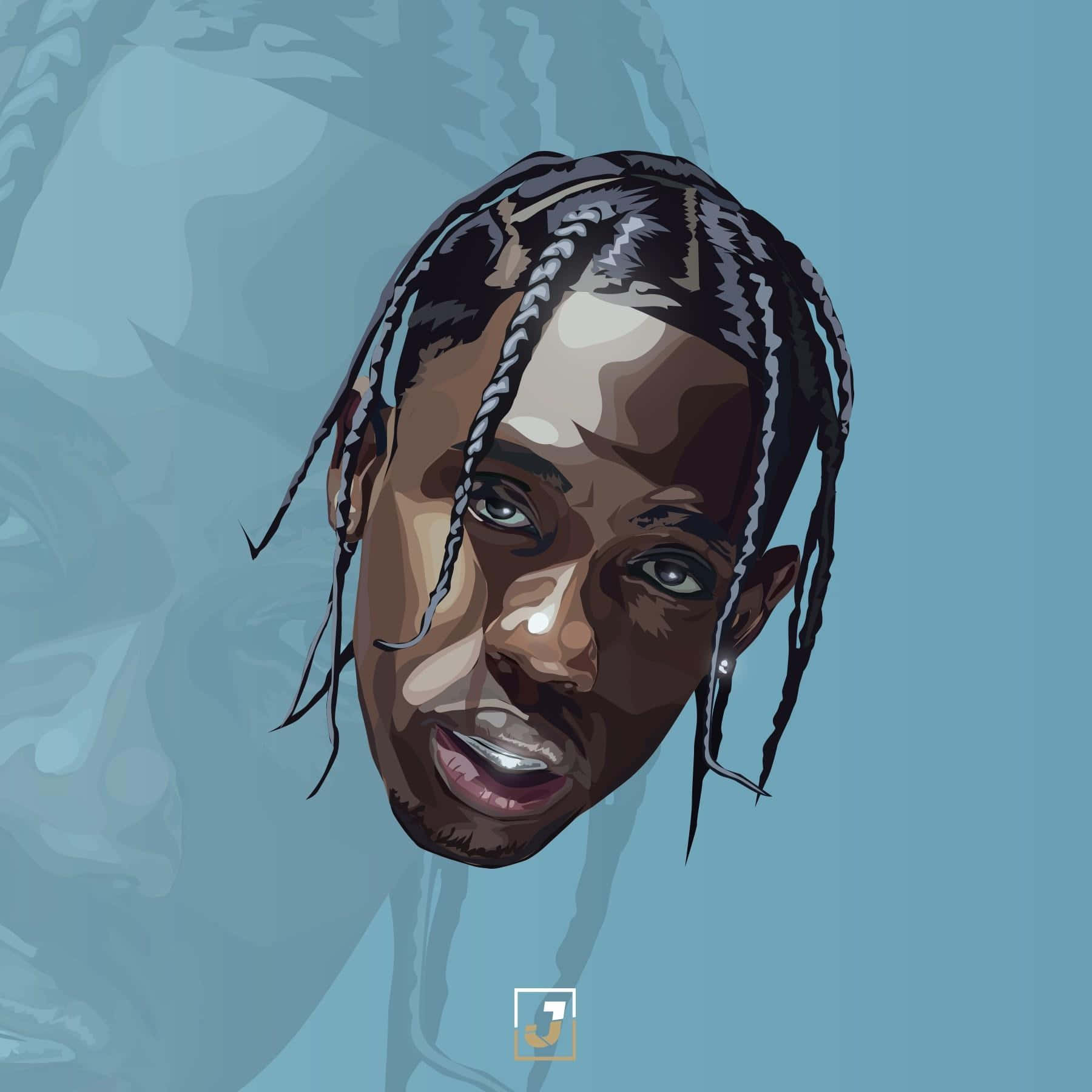 Travis Scott, cartoon, braided hair, HD Desktop Wallpaper
