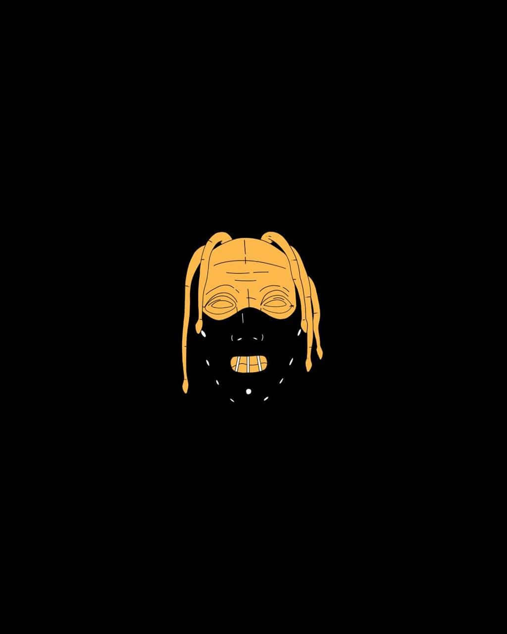 Travis Scott, dreadlocks, yellow line-art, HD Phone Wallpaper