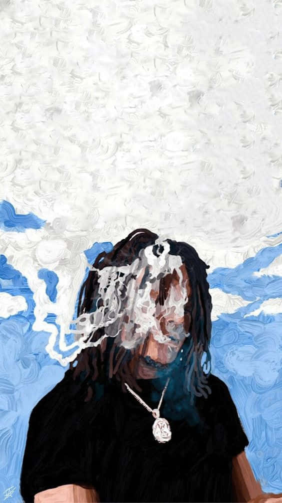 Travis Scott Cartoon, dark hair, black shirt, SD Phone Wallpaper