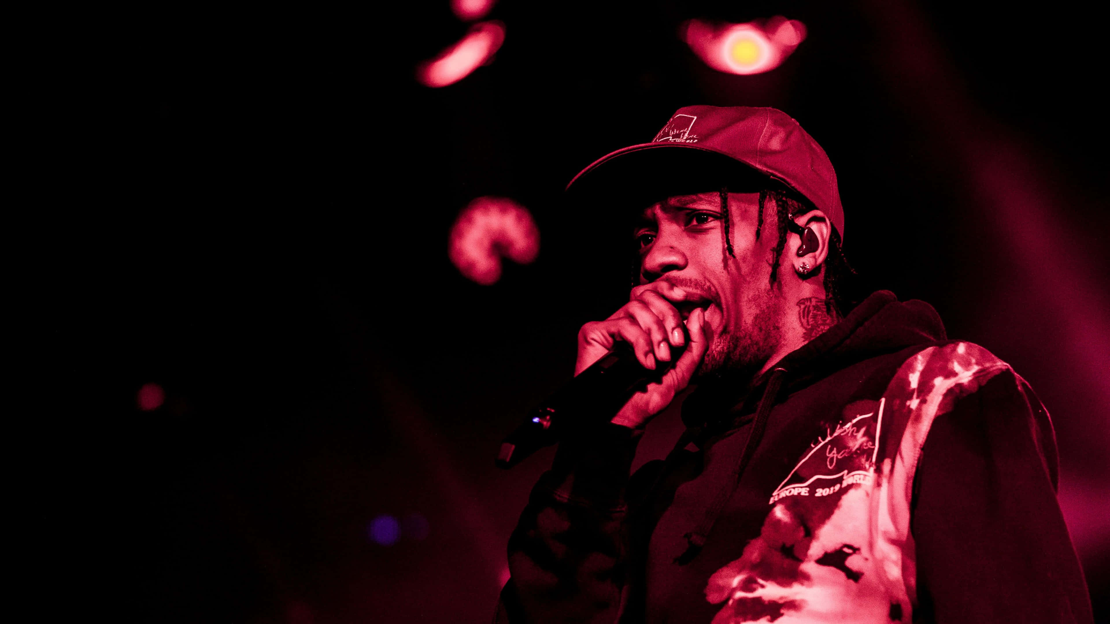 Travis Scott, concert, red lighting, 4K Desktop Wallpaper
