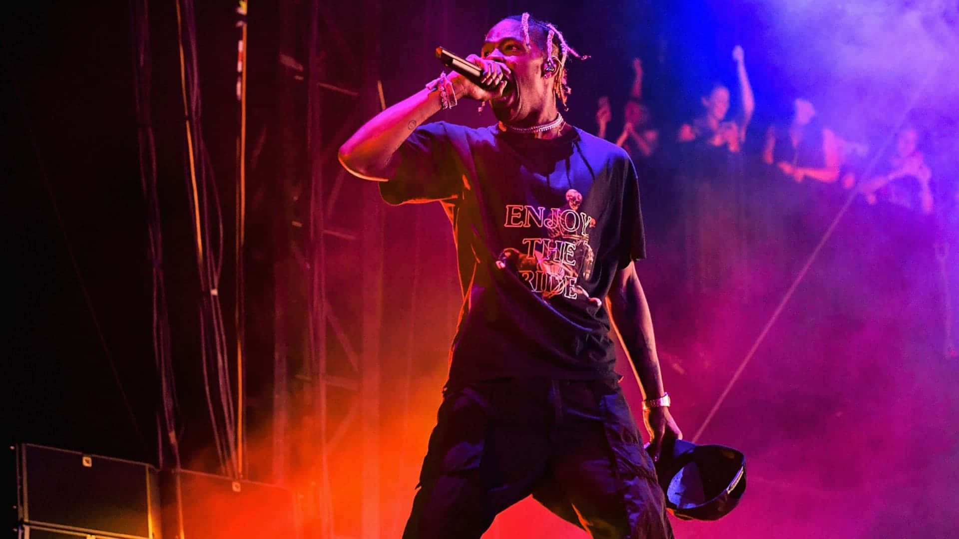 Travis Scott Concert, vibrant red lights, purple lights, Full HD Desktop Wallpaper