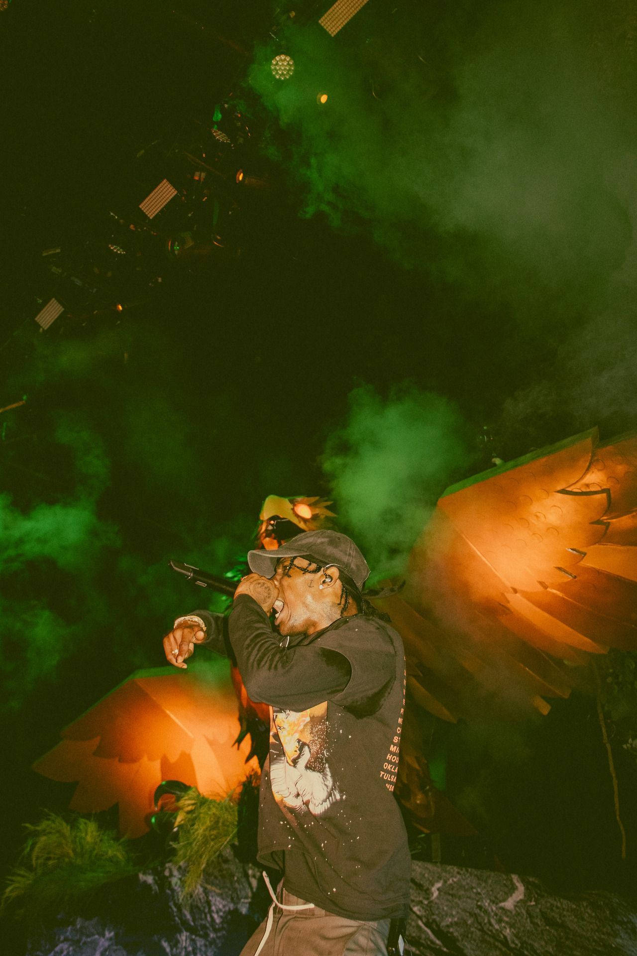 Travis Scott, flame jiggy, yellow and orange flames, Full HD Phone Wallpaper
