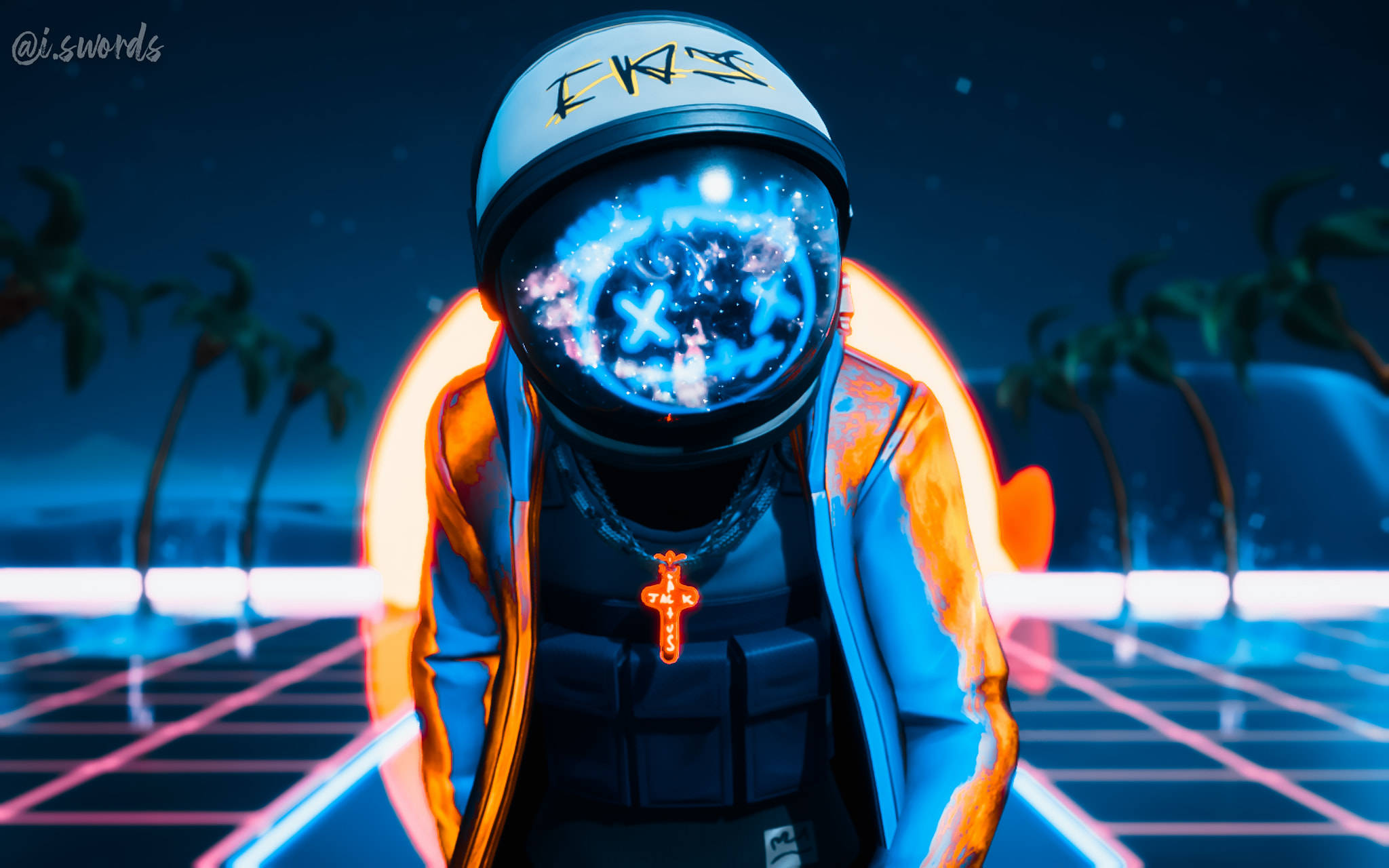 Travis Scott Fortnite, glowing astronaut suit, cosmic visor, Full HD Desktop Wallpaper