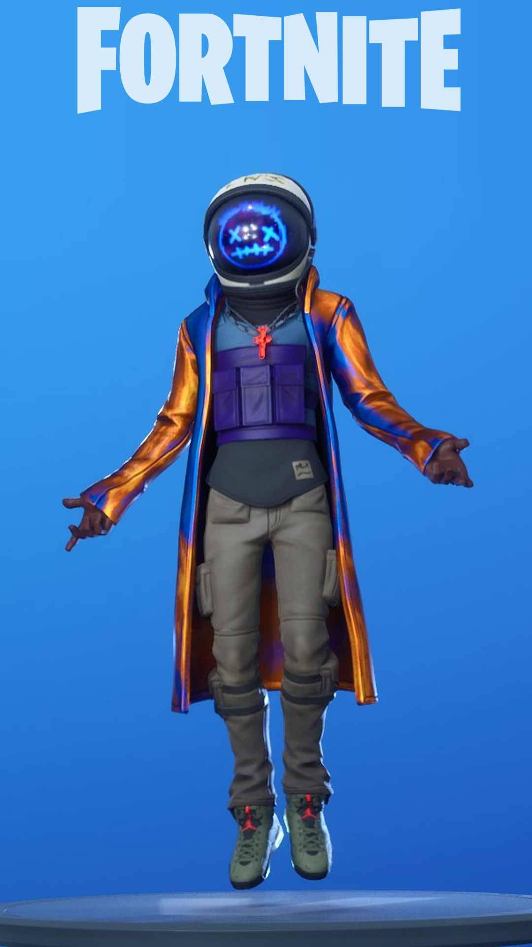 Travis Scott Fortnite, blue combat vest, glowing astronaut helmet, Full HD Phone Wallpaper