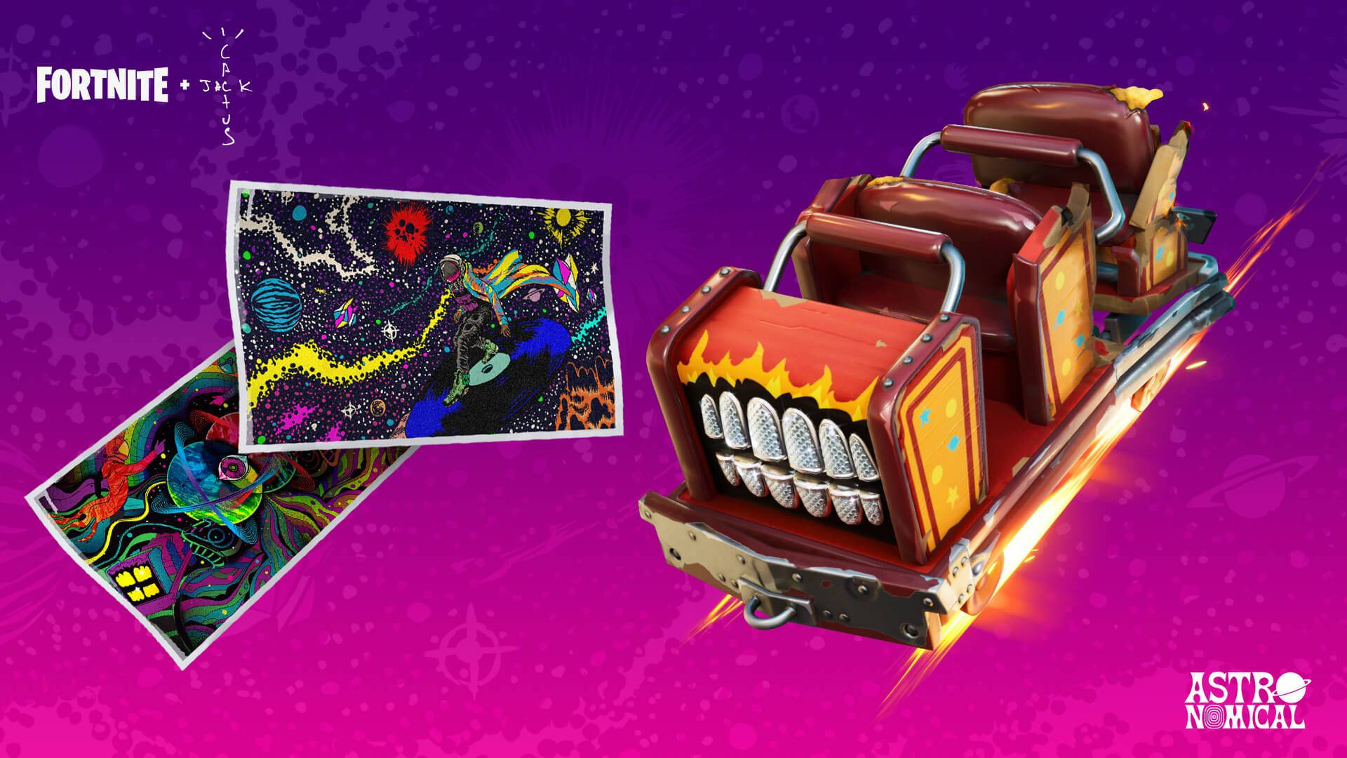 Travis Scott Fortnite, roller coaster, fiery grill, Full HD Desktop Wallpaper