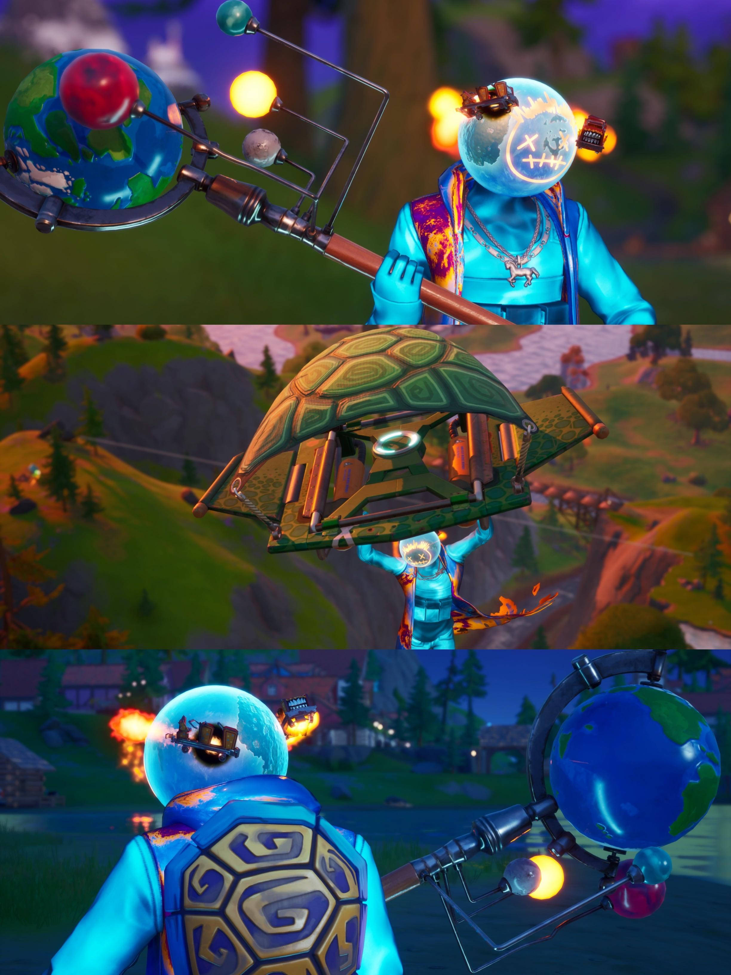 Travis Scott Fortnite, turtle shell glider, blue outfit, 2K Phone Wallpaper