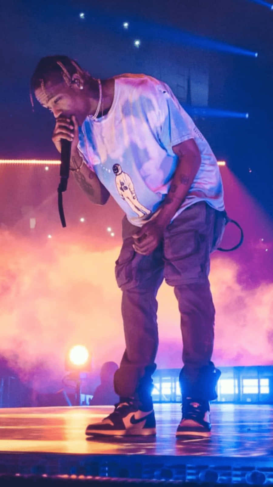 Travis Scott, iPhone, smoky stage, HD Phone Wallpaper