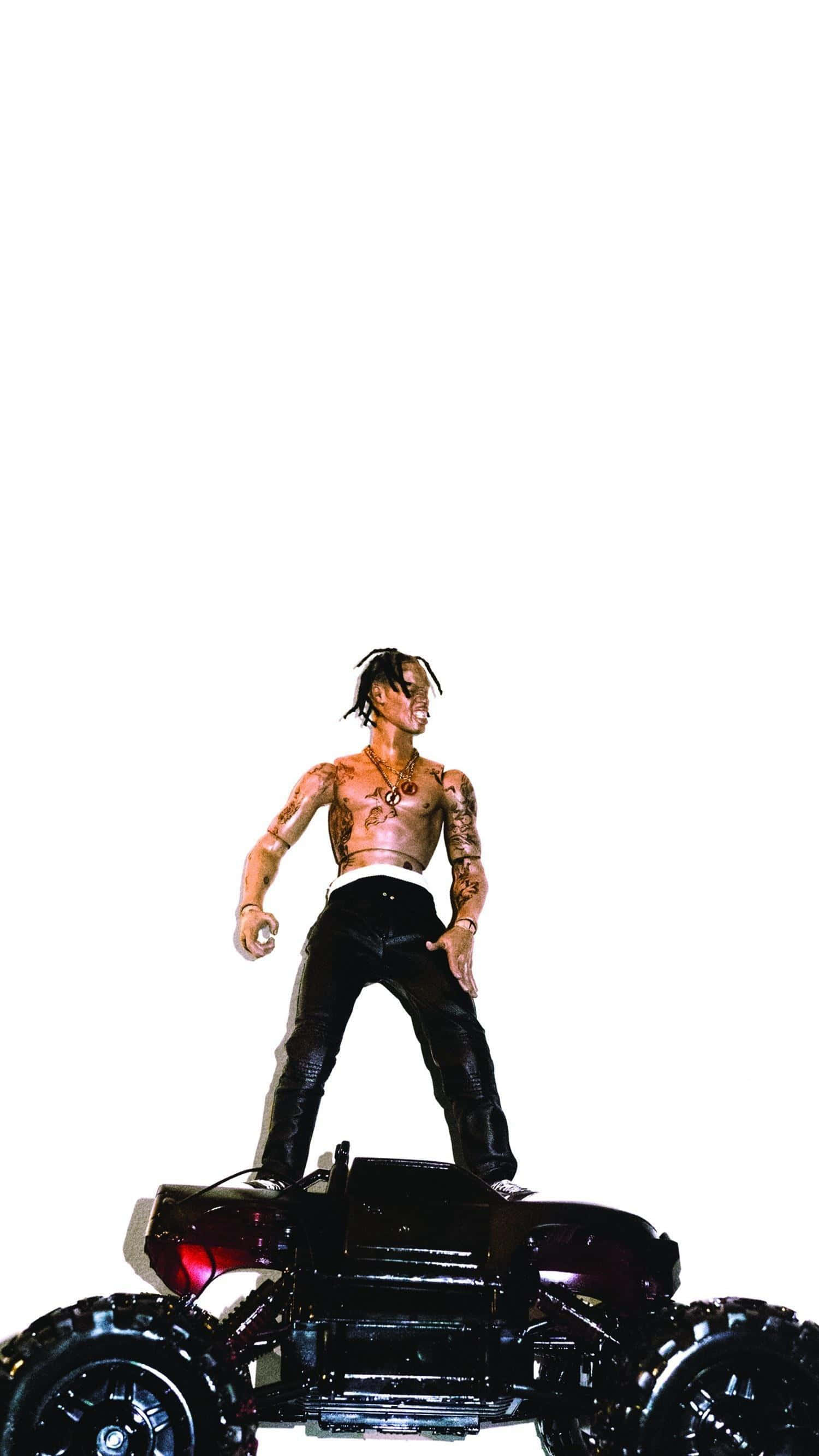 Travis Scott, iPhone, black monster truck, 2K Phone Wallpaper