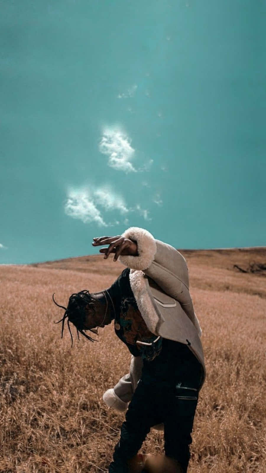 Travis Scott, iPhone, shearling coat, HD Phone Wallpaper