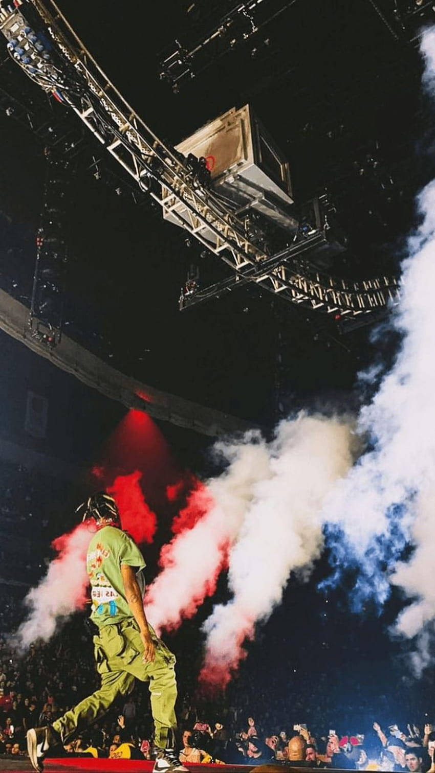 Travis Scott, green outfit, red light, HD Phone Wallpaper
