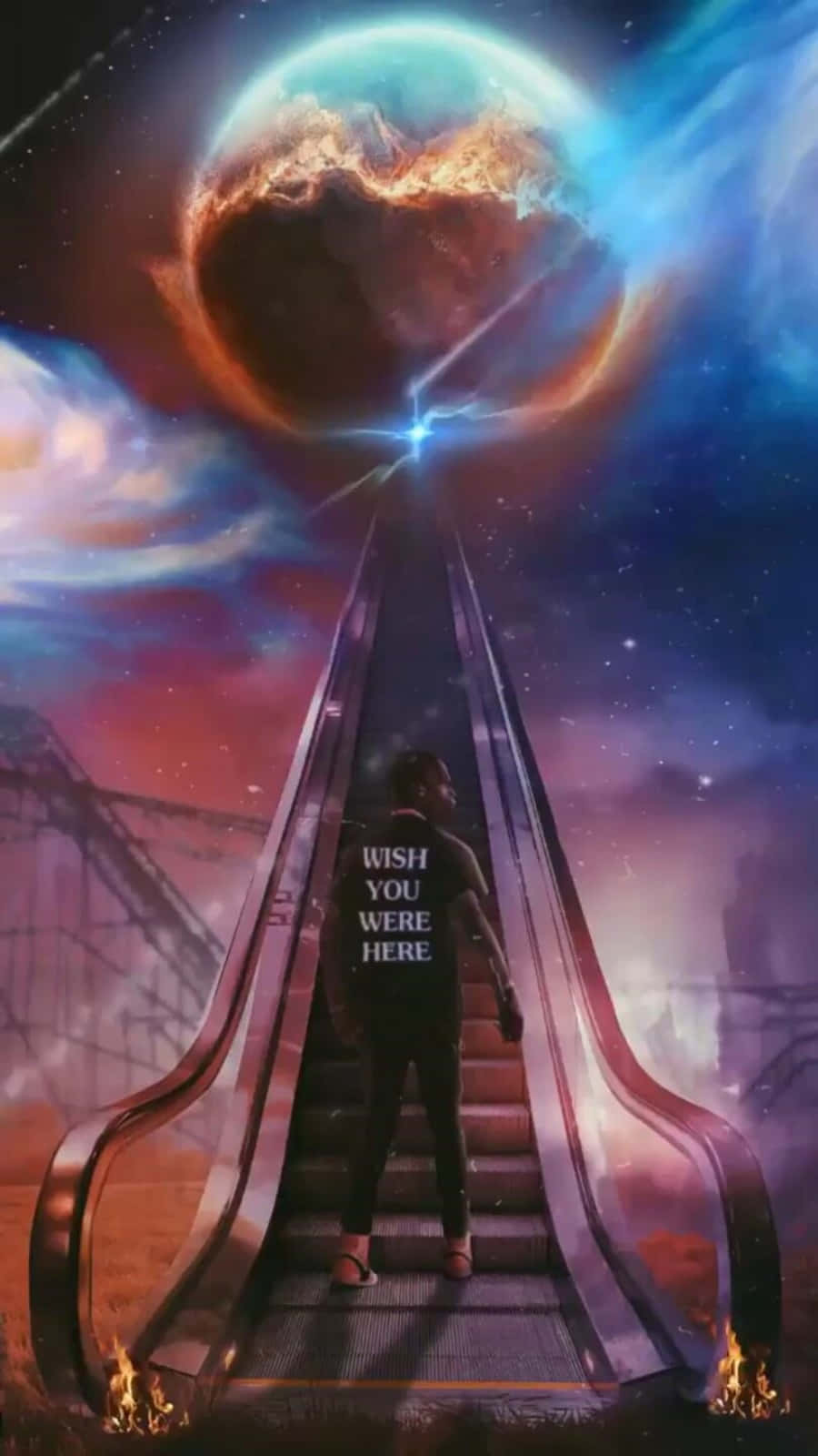 Travis Scott, iPhone, glowing escalator, HD Phone Wallpaper