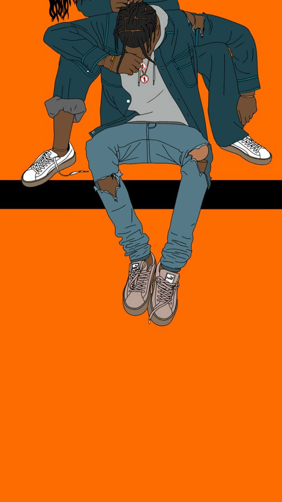 Travis Scott, iPhone, orange background, HD Phone Wallpaper
