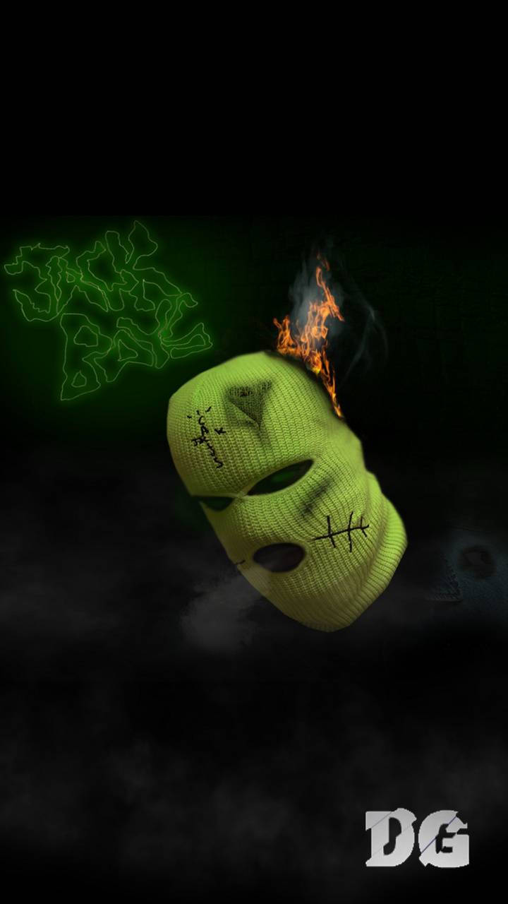 Travis Scott Jack Boys, bright green knitted mask, stitched eyes and mouth, HD Phone Wallpaper