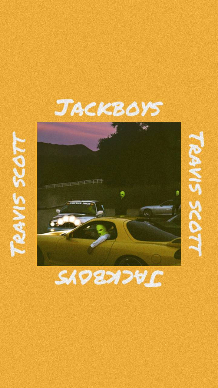 Travis Scott Jack Boys, yellow sports car, green-masked figure, HD Phone Wallpaper