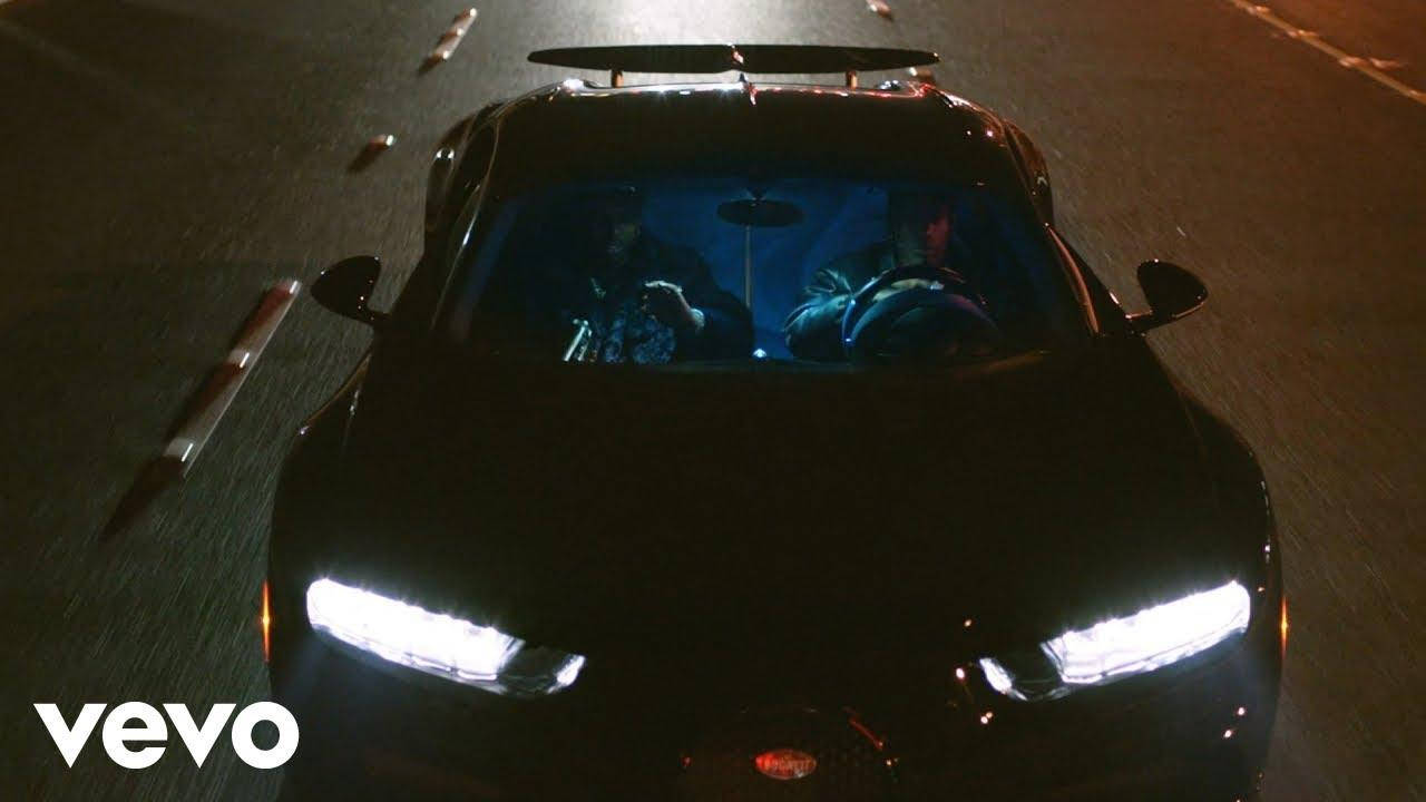 Travis Scott Jack Boys, black sports car, glowing headlights, HD Desktop Wallpaper
