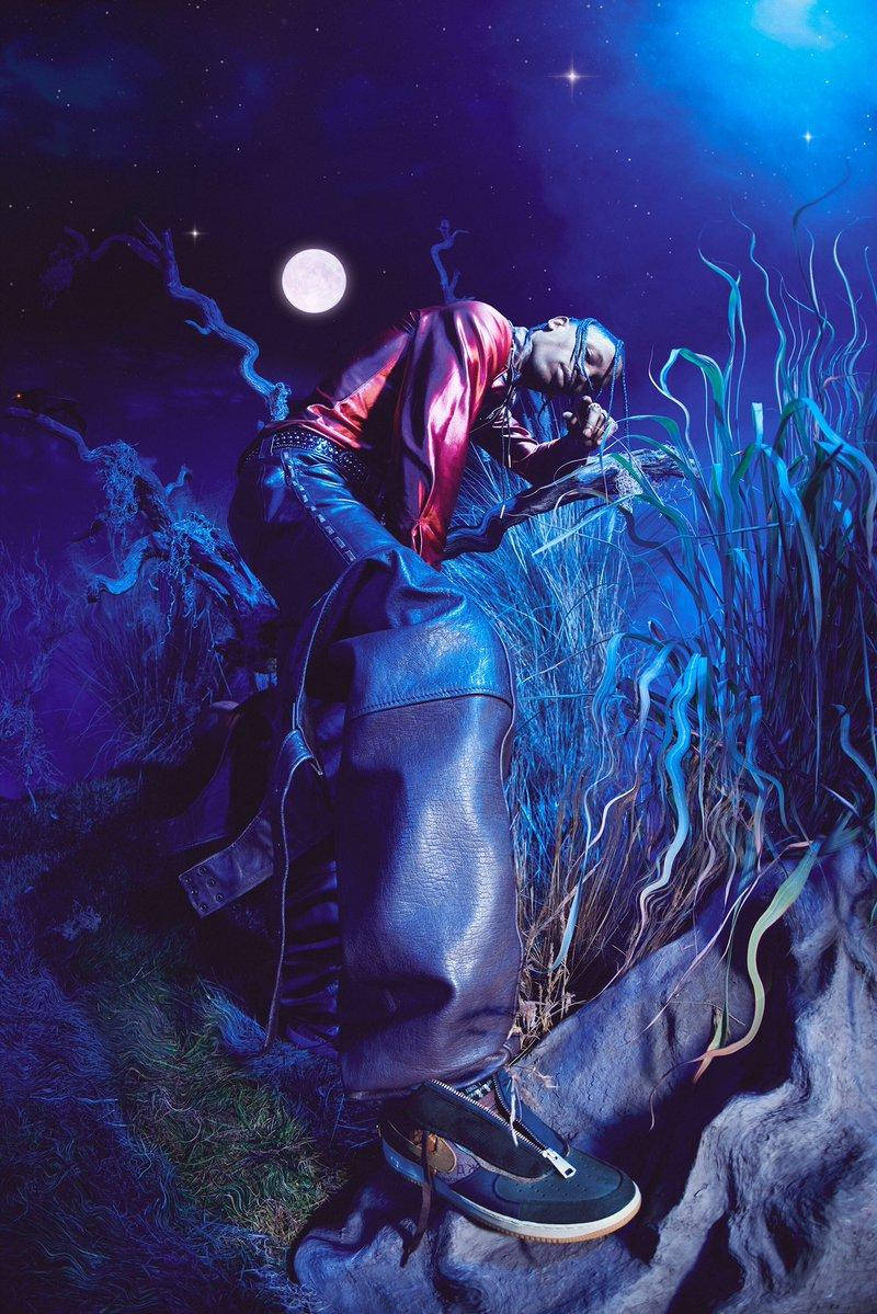 Travis Scott Jack Boys, red jacket, leather pants, SD Phone Wallpaper