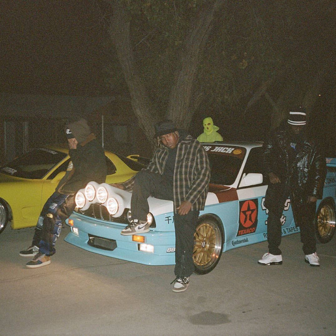 Travis Scott Jack Boys, light blue drift car, nighttime streetlights, SD Desktop Wallpaper
