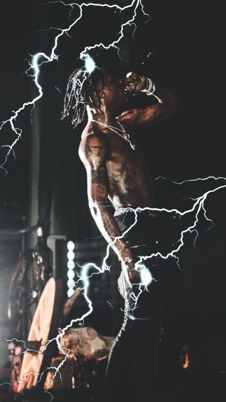 Travis Scott Jack Boys, dreadlocks, bright white lightning, HD Phone Wallpaper