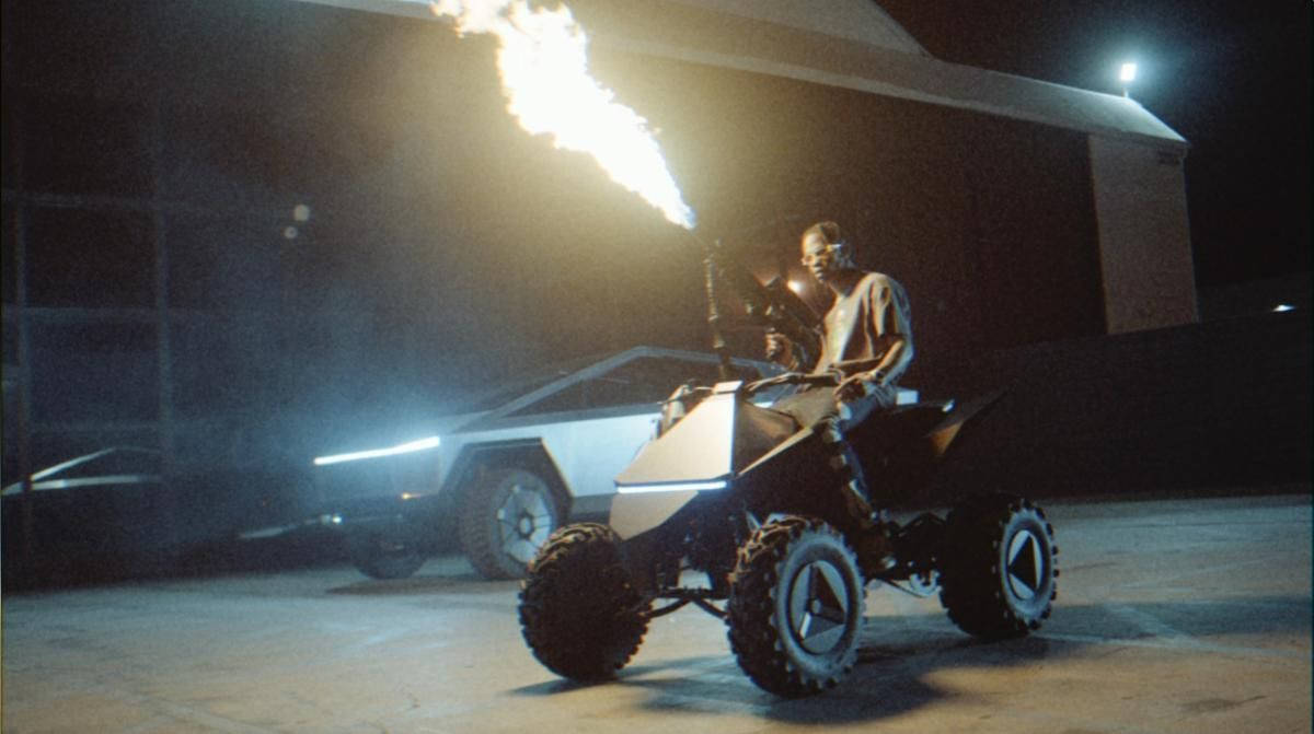 Travis Scott Jack Boys, flame-throwing ATV, futuristic car, SD Desktop Wallpaper