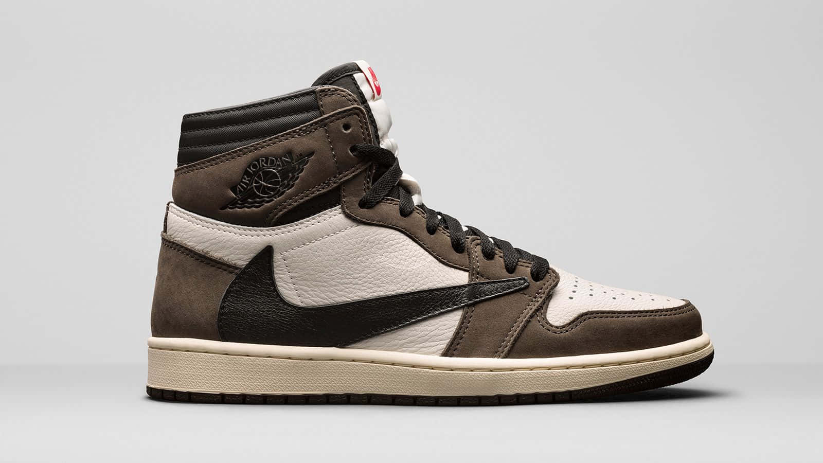 Travis Scott Jordan 1, brown beige, black leather, HD Desktop Wallpaper