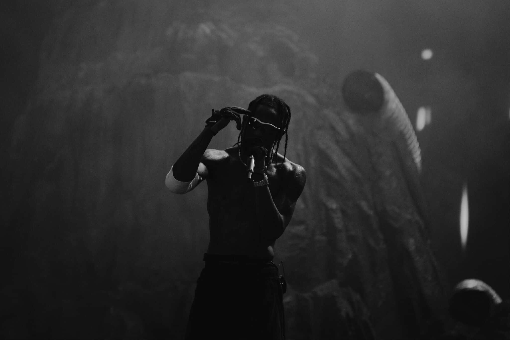 Travis Scott, silhouette, stage lights, Full HD Desktop Wallpaper