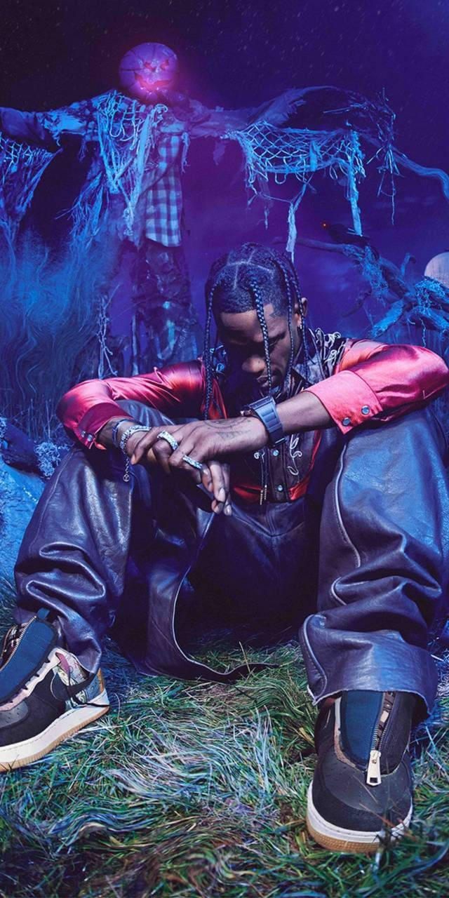 Travis Scott, red jacket, black leather pants, HD Phone Wallpaper