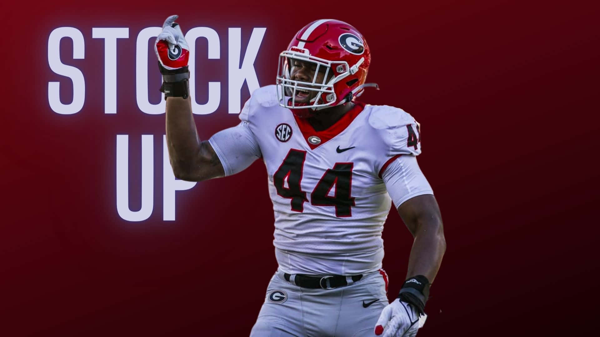 Travon Walker, NFL poster, white and red uniform, Full HD Desktop Wallpaper
