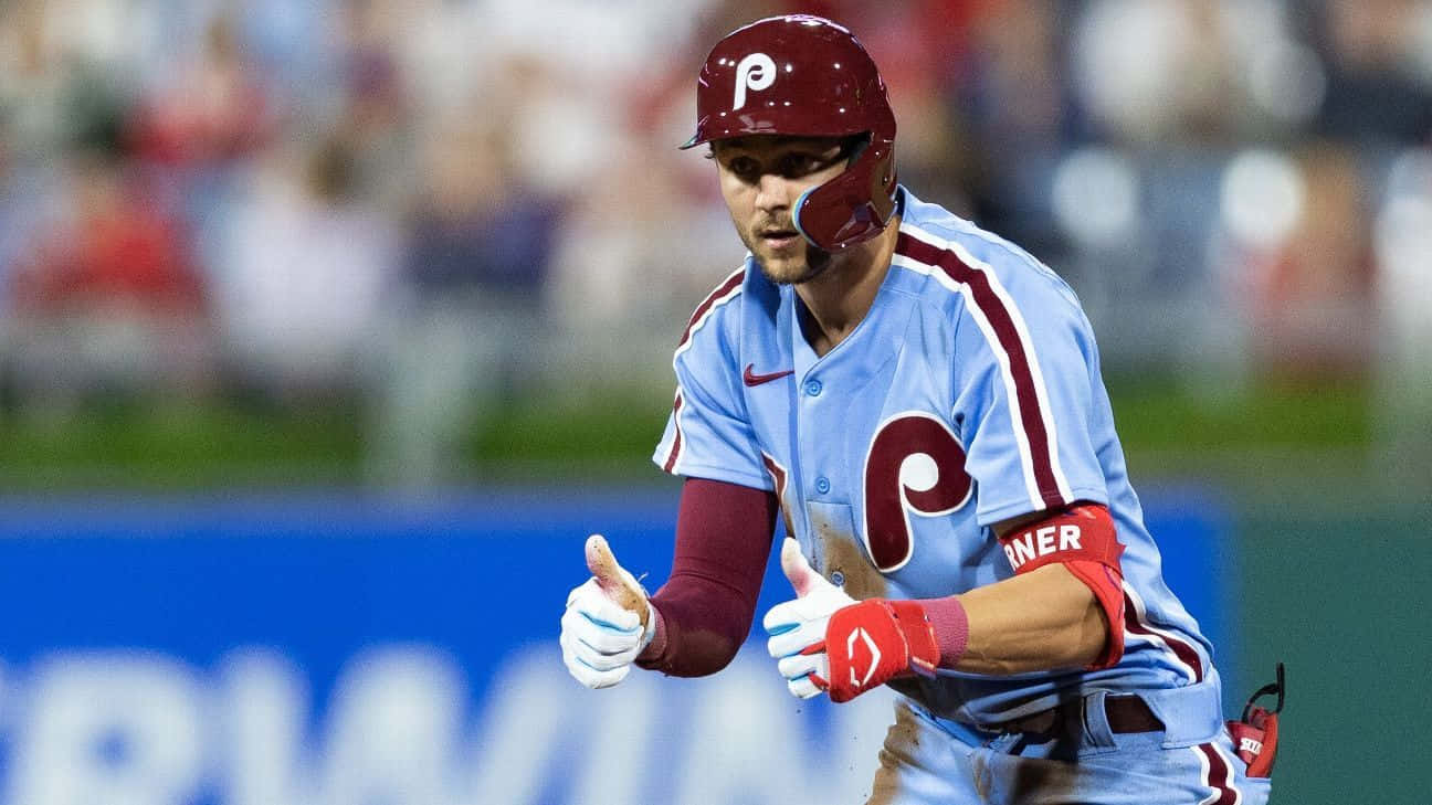 Trea Turner, Phillies, light blue and maroon uniform, HD Desktop Wallpaper