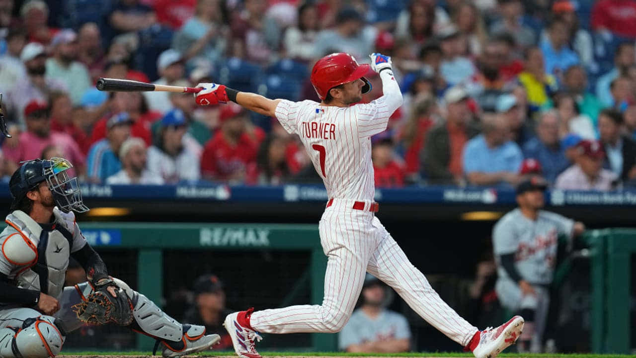 Trea Turner, Phillies, red helmet, HD Desktop Wallpaper