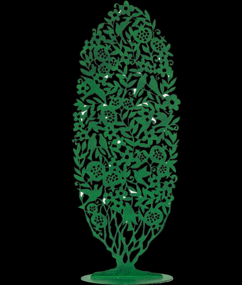 intricate green tree artwork, vibrant green ornate tree silhouette, intricate floral and fruit cutouts, SD Phone Wallpaper