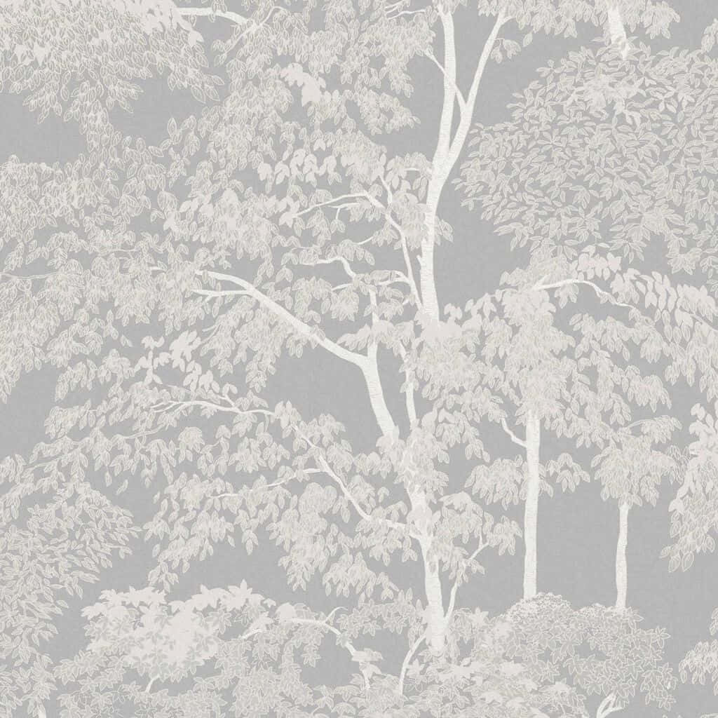 tall tree branches, white tree silhouettes, soft gray background, SD Desktop Wallpaper