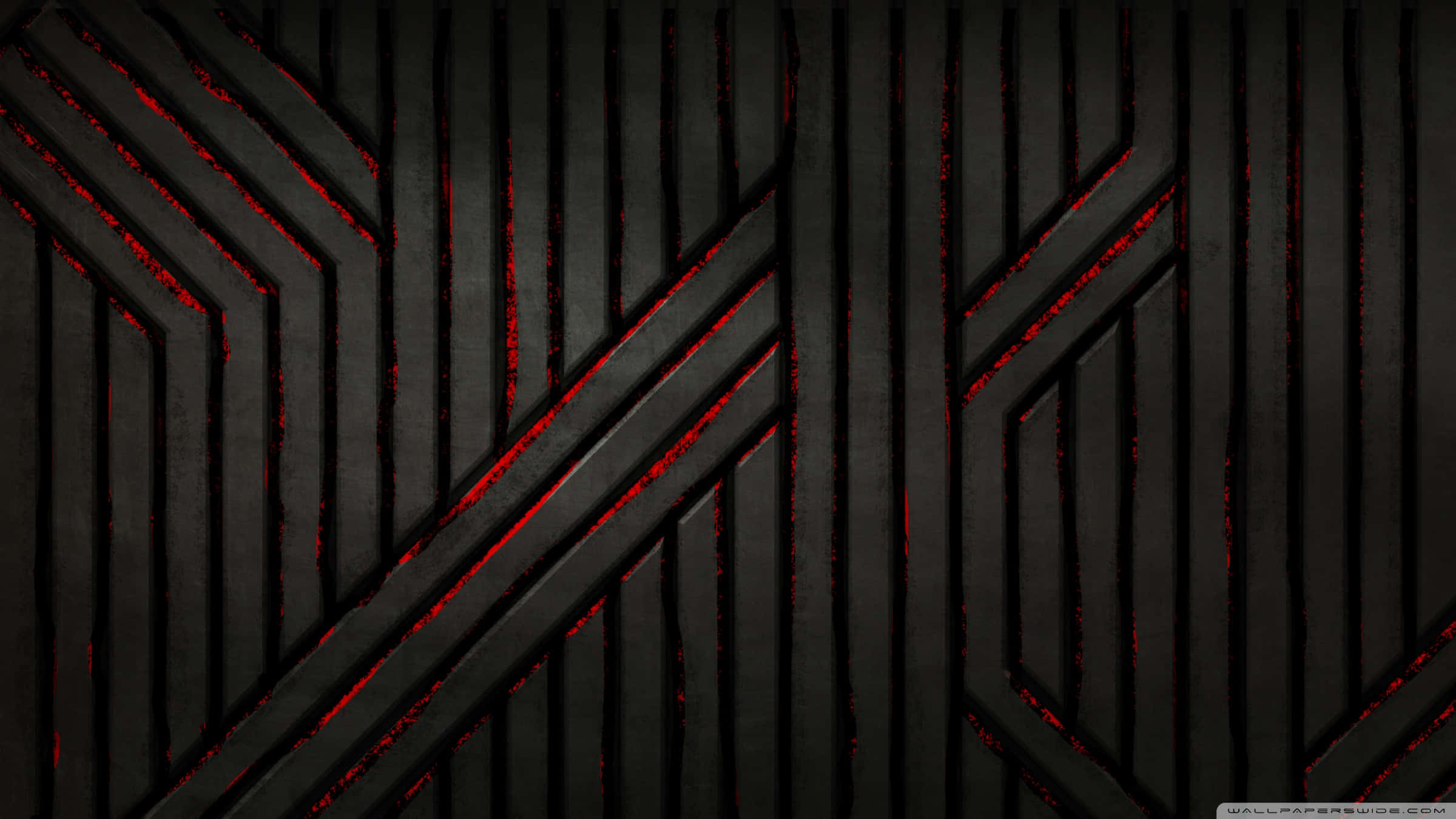 forest wall mural, glowing red lines, textured black stripes, Full HD Desktop Wallpaper