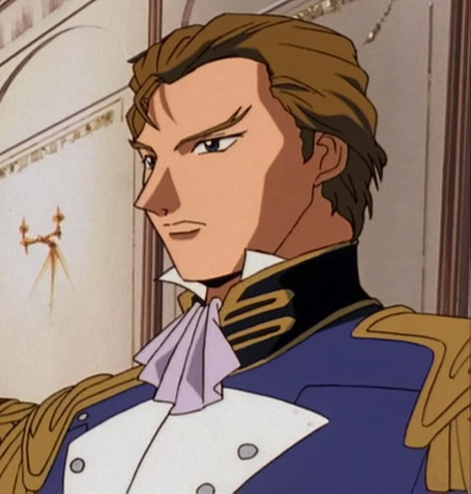 Treize Khushrenada, blue and gold military uniform, lavender cravat, SD Phone Wallpaper