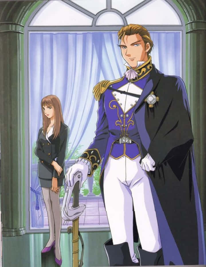 Treize Khushrenada, purple and white uniform, large arched window, SD Phone Wallpaper