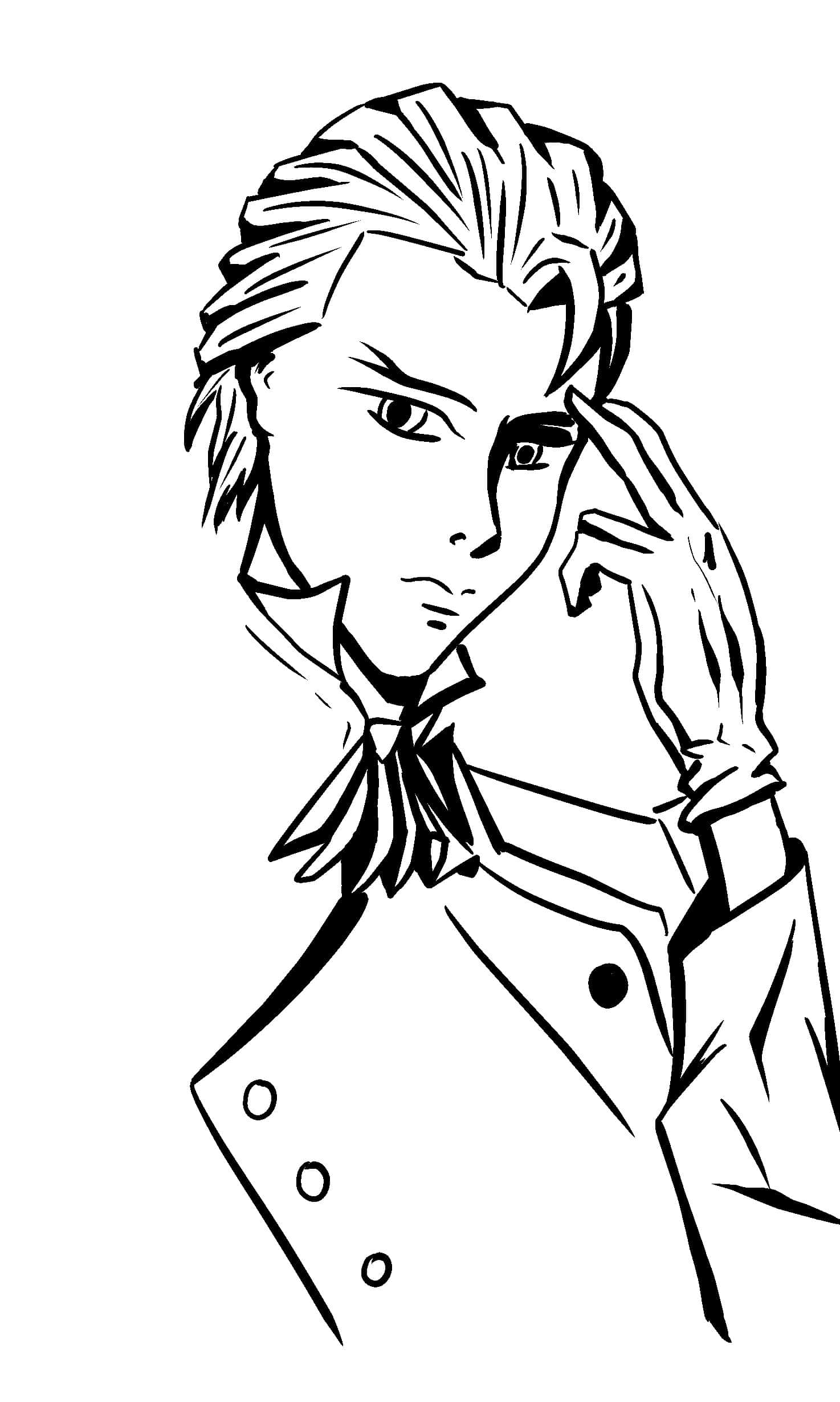 Treize Khushrenada, black and white sketch, slicked back hair, Full HD Phone Wallpaper