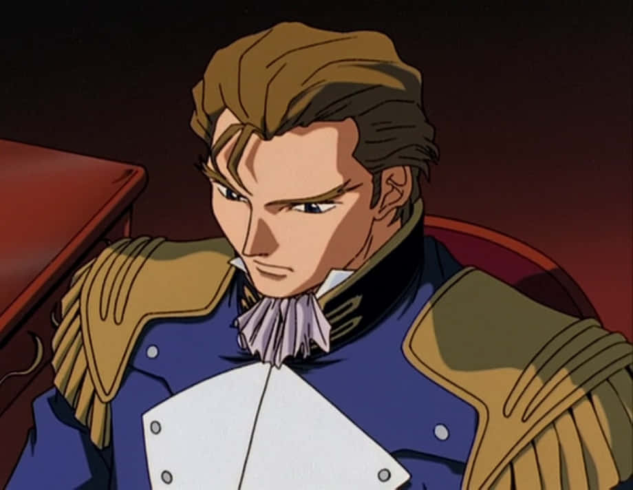 Treize Khushrenada, blue and gold military uniform, white cravat, SD Desktop Wallpaper