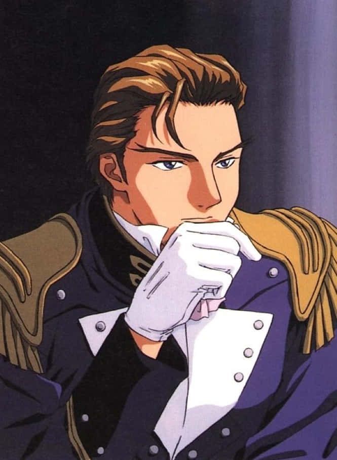 Treize Khushrenada, purple military uniform, gold epaulets, SD Phone Wallpaper