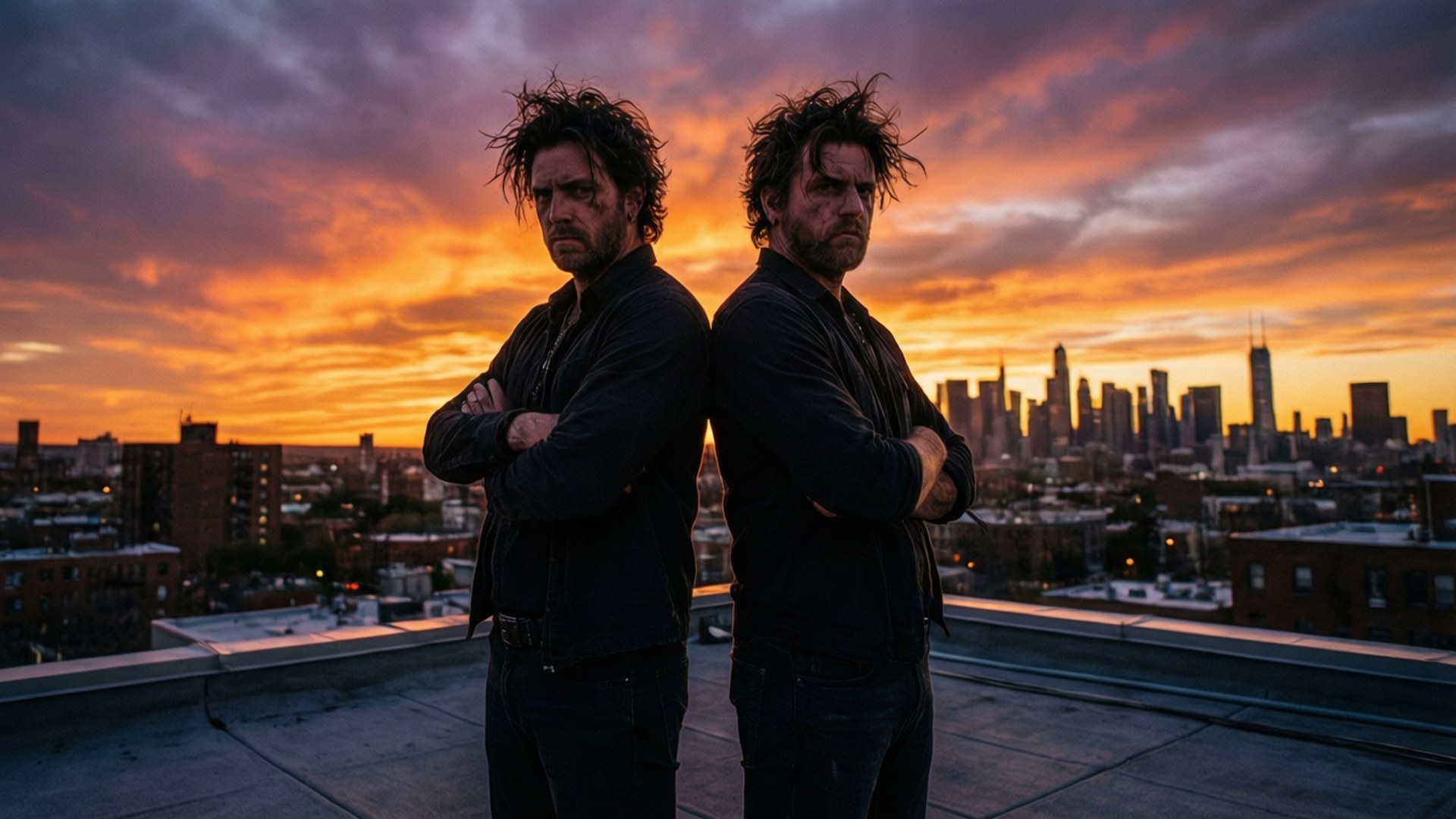 Tren Twins, sunset, skyline, Full HD Desktop Wallpaper