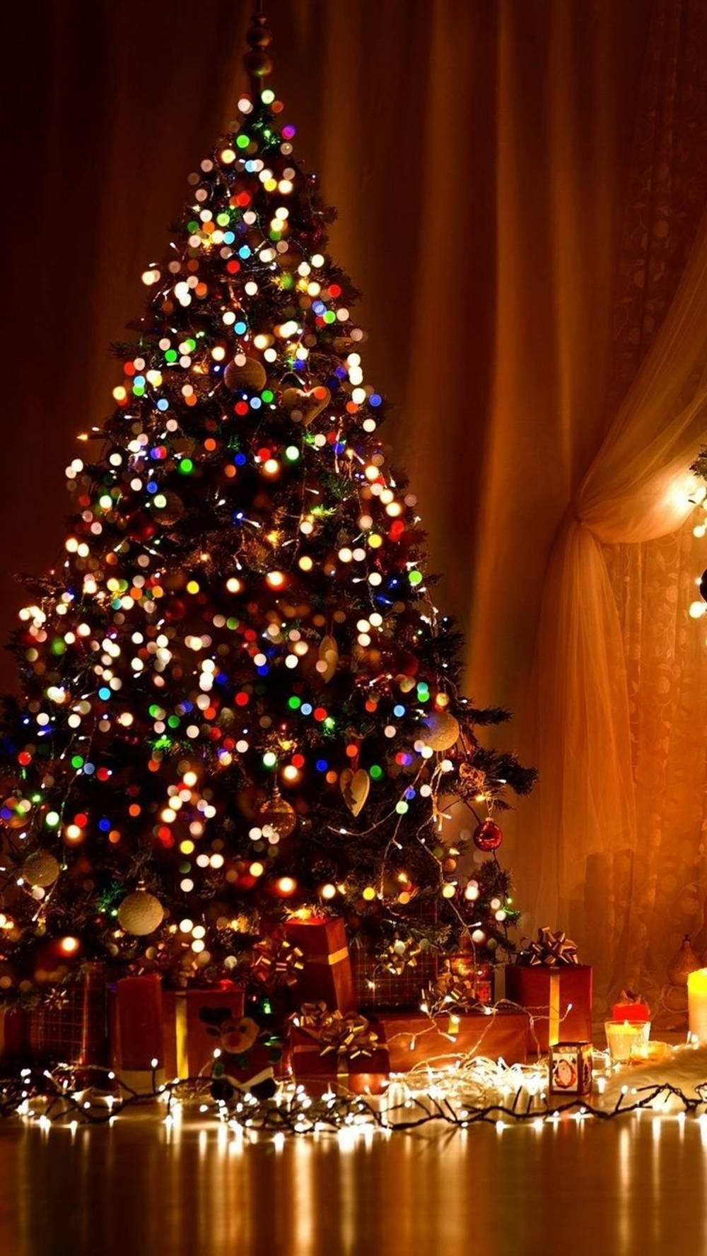 Colorful Christmas Tree Lights, Christmas tree, colorful lights, HD Phone Wallpaper