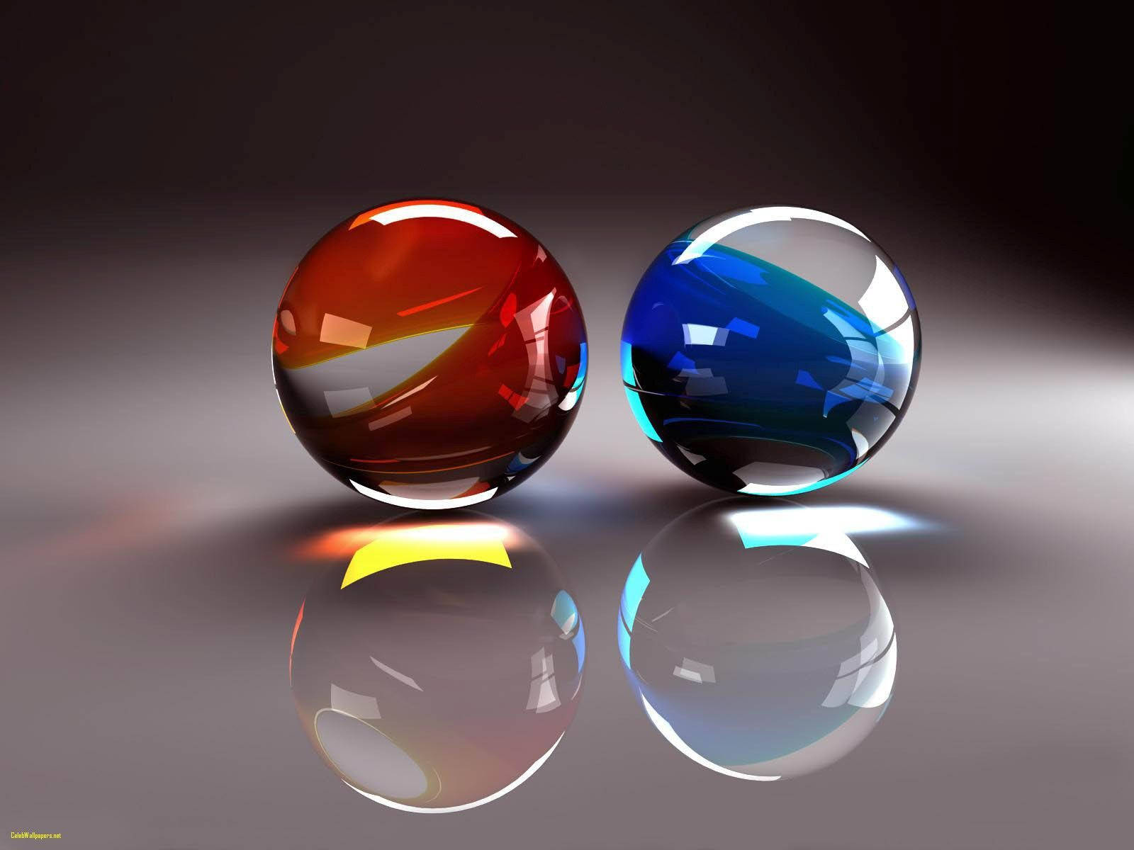 red and blue marbles sphere, glossy glass spheres, fiery red, HD Desktop Wallpaper