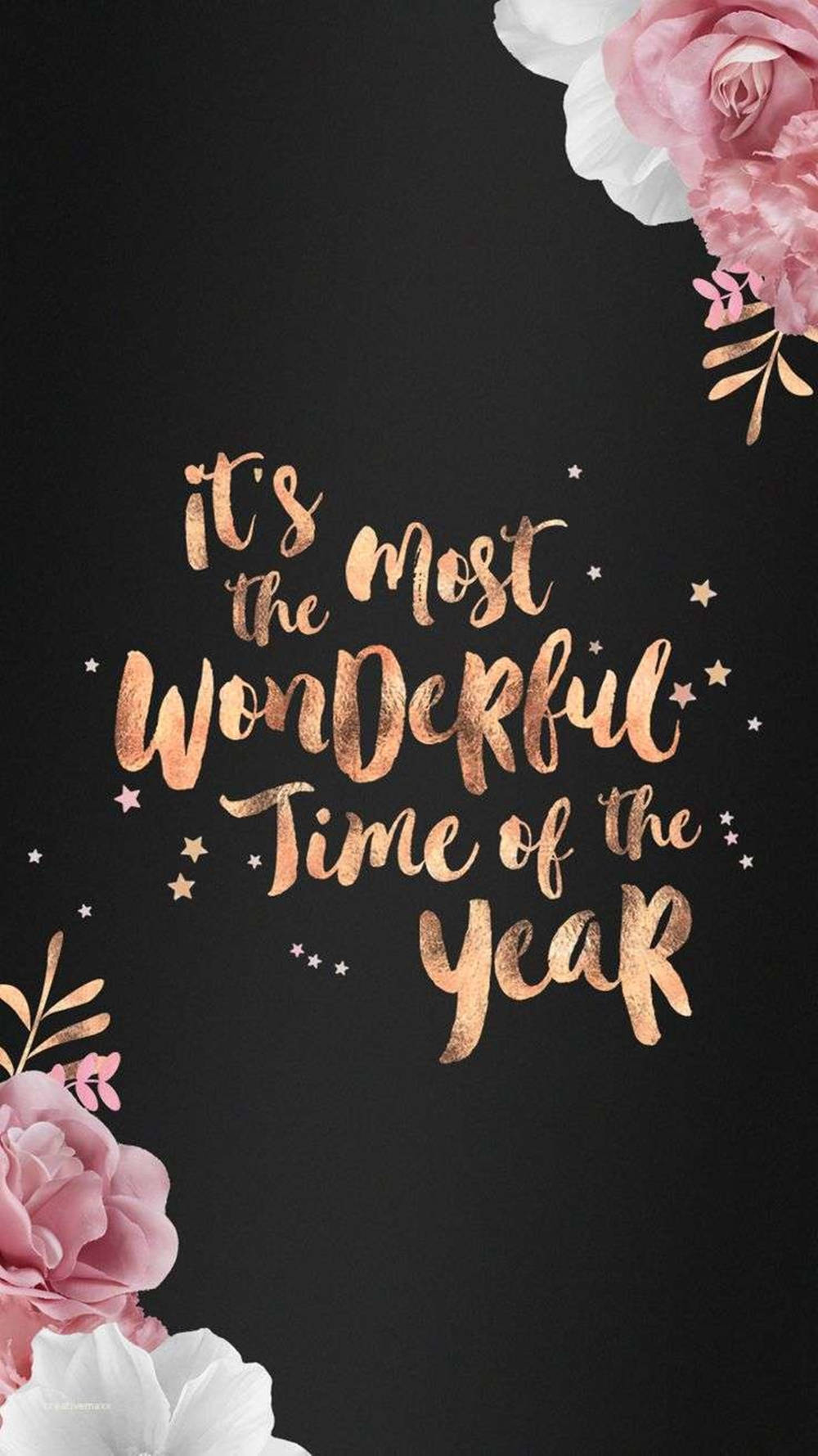 Golden glittery text, it's the most wonderful time of the year, black background, HD Phone Wallpaper