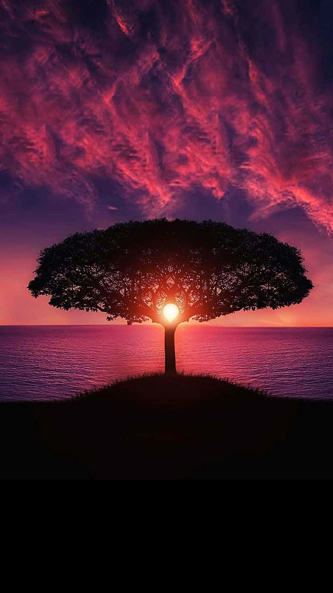 Trendy iPhone, sunset, pink clouds, Full HD Phone Wallpaper