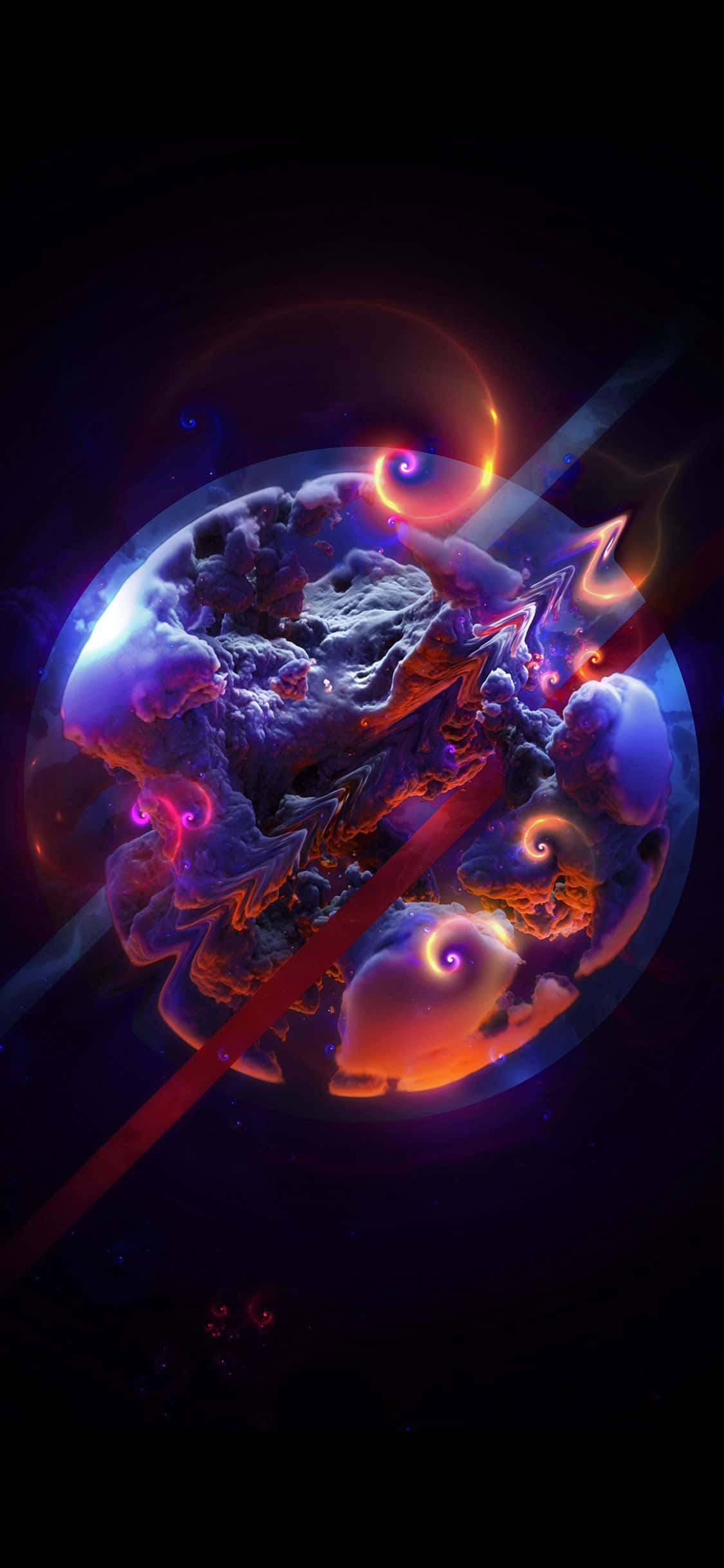 iPhone, cosmic planet, swirling purple and orange energy patterns, Full HD Phone Wallpaper
